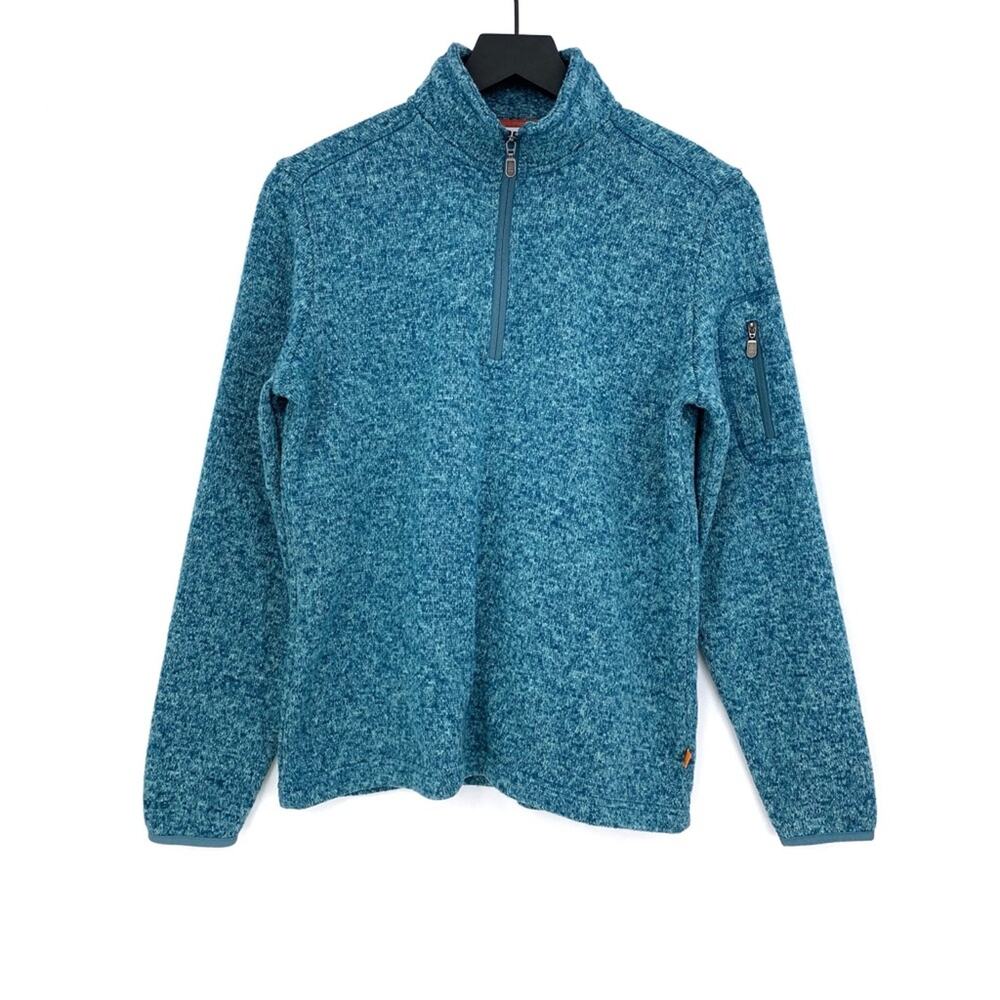 ORVIS 1/4 Zip Knit Pullover Sweater Teal Blue Green S